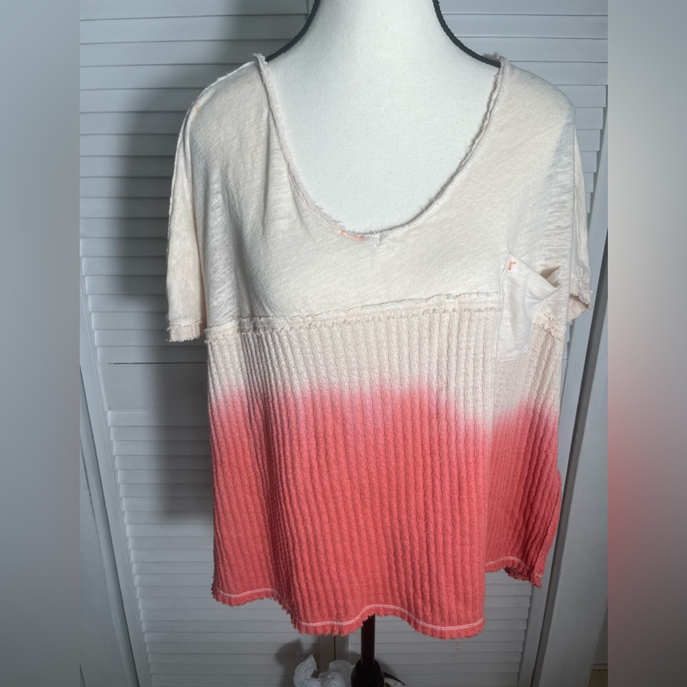 FREE PEOPLE WE THE FREE SUN DIAL TEE OMBRÉ LOOSE POCKET SIZE SMALL - Picture 10 of 14